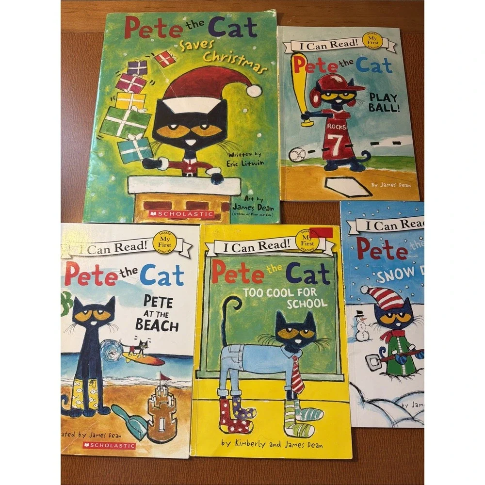 Pete The Cat‎ Lot Paperback Books (5) Saves Christmas, Play Ball, Snow Daze More